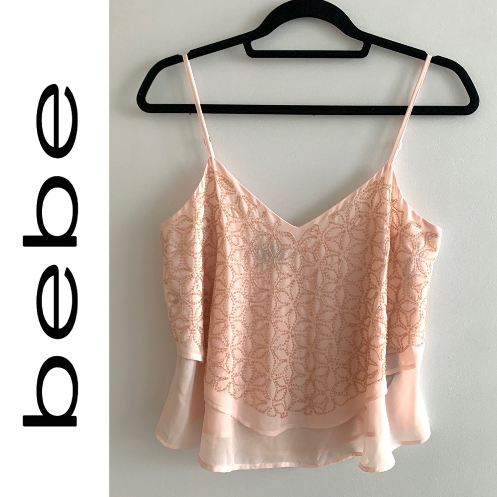 NWOT BEBE Beaded Flowy Tank Top